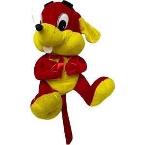 Red Mouse Plush Christmas Holiday Green Scarf Silver Stuffed Animal Rat 14" x 8"